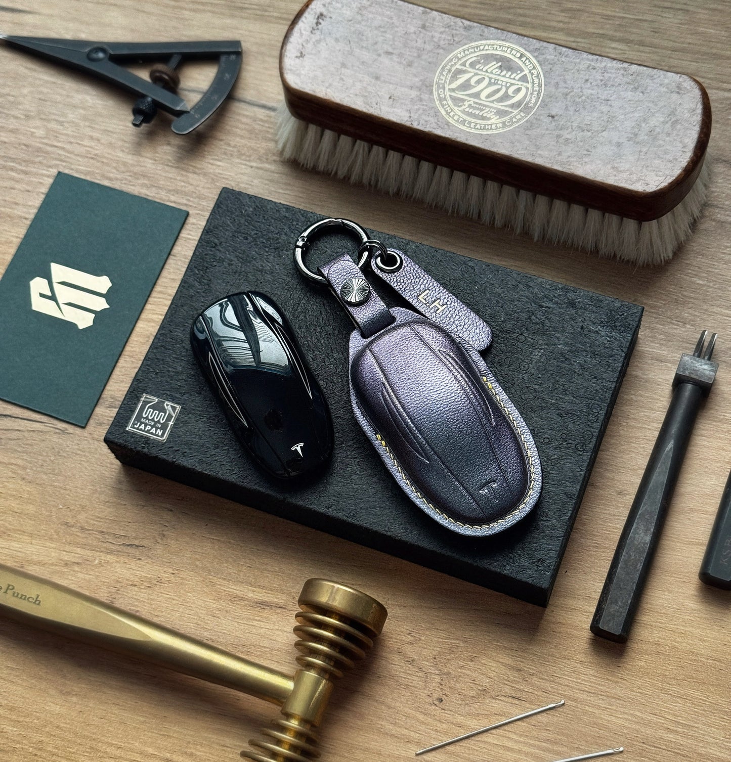 Tesla Car Key Fob Cover Leather