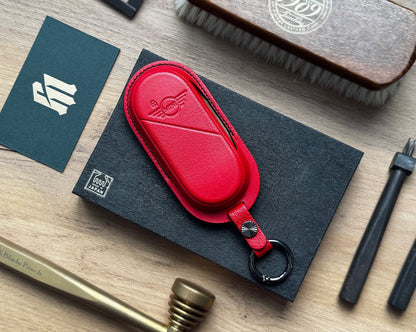 Mini Car Key Fob Cover Leather