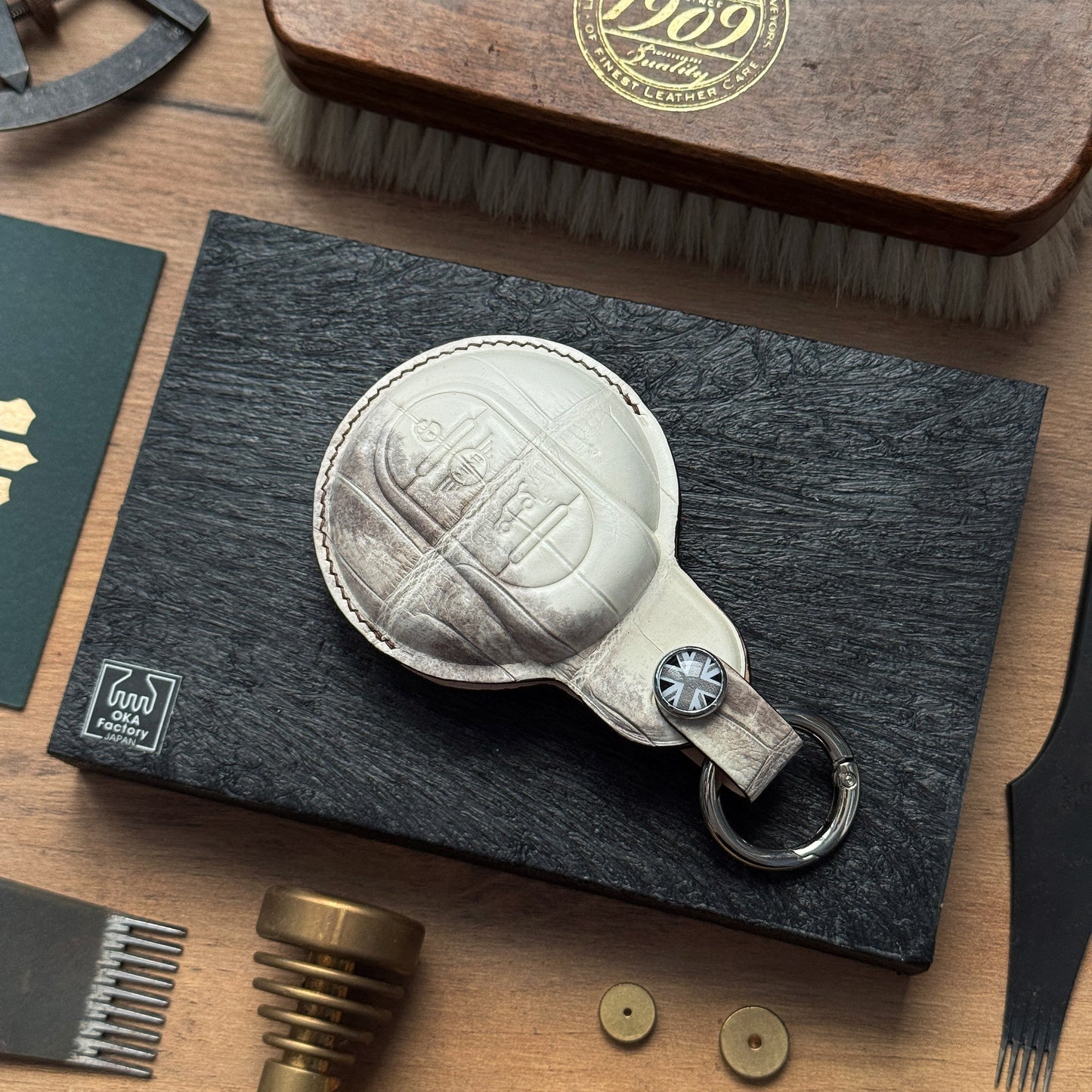 Mini Car Key Fob Cover Leather