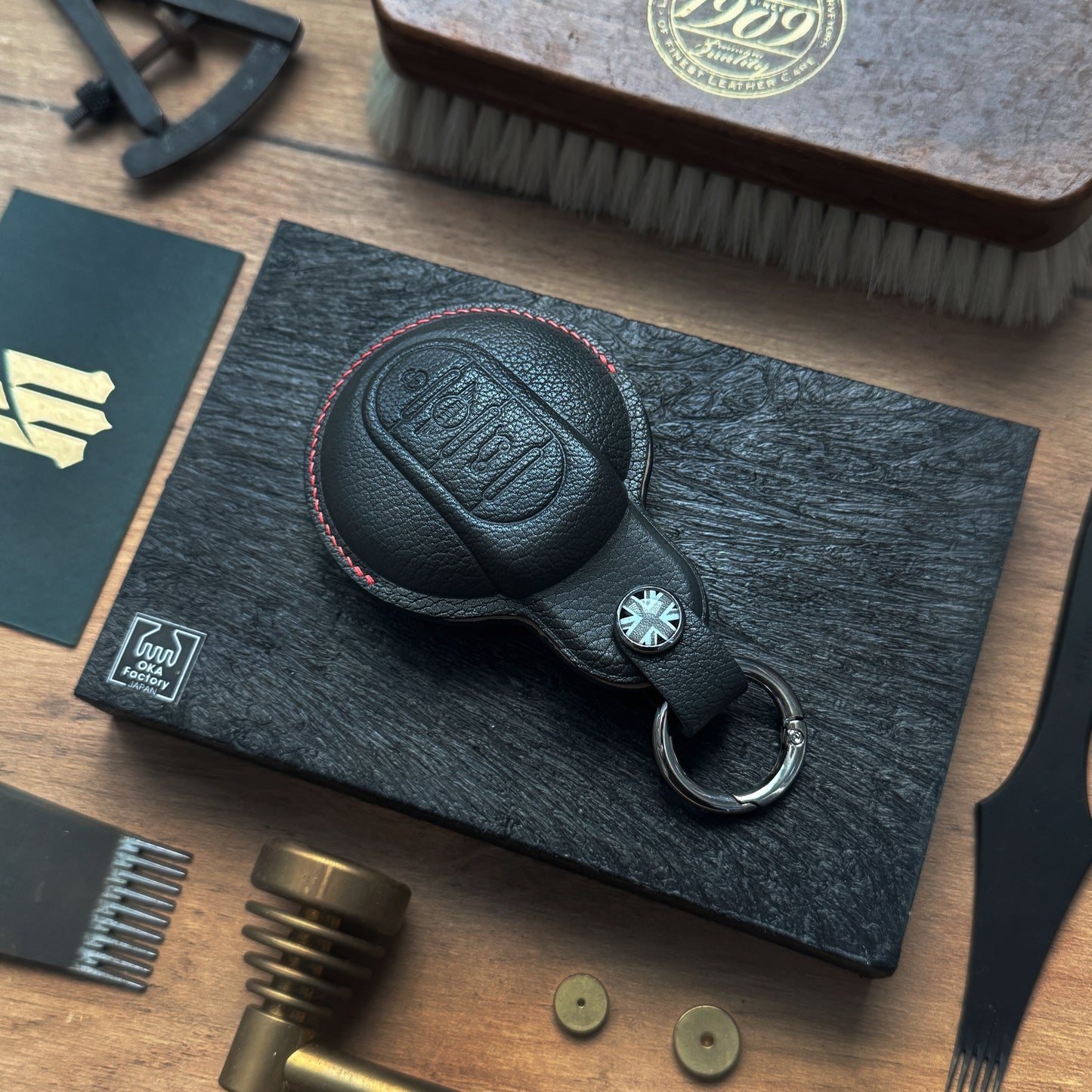 Mini Car Key Fob Cover Leather